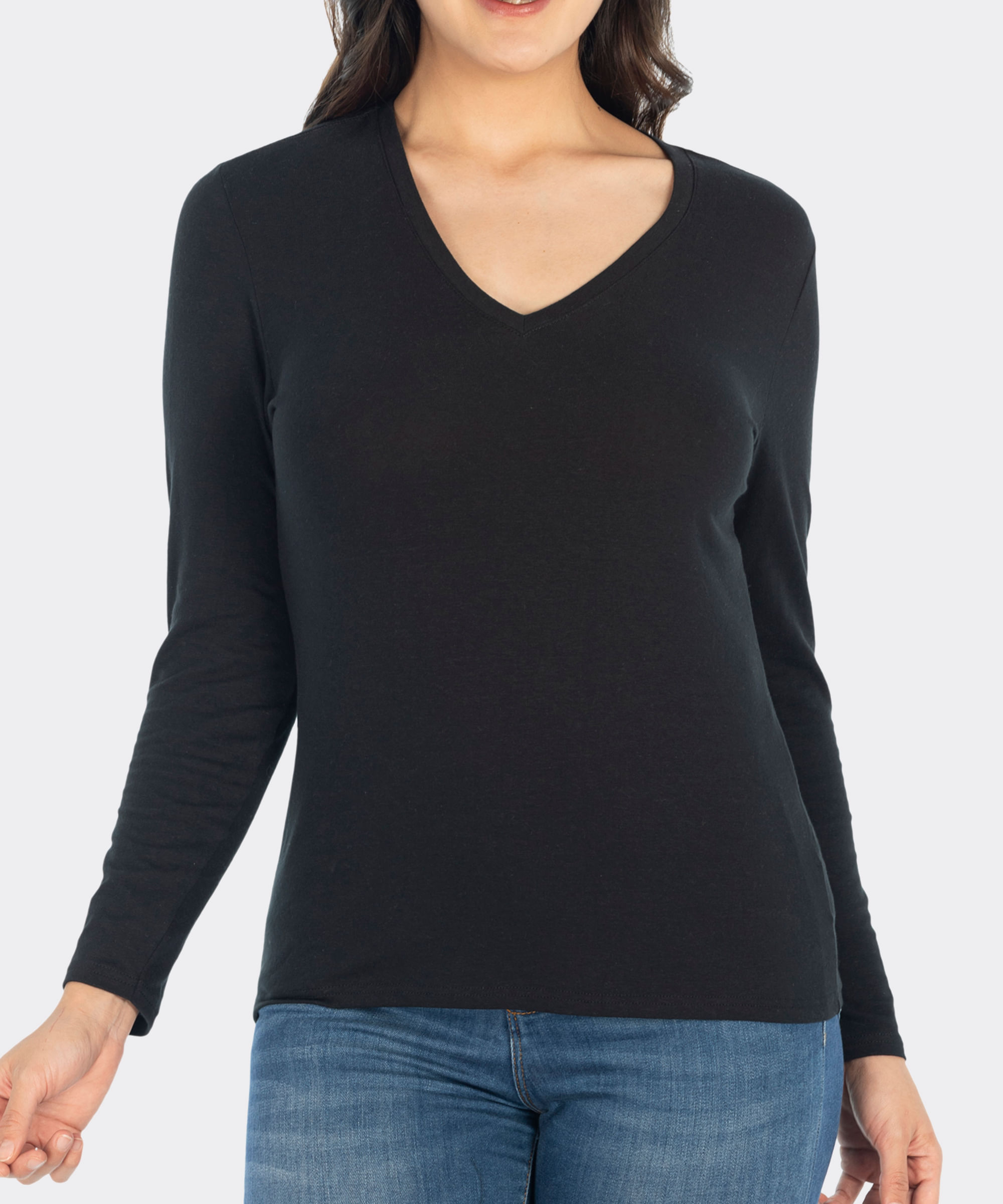 Mujer Playera Negra Cuello Camiseta Básica Playera Negra Cuello