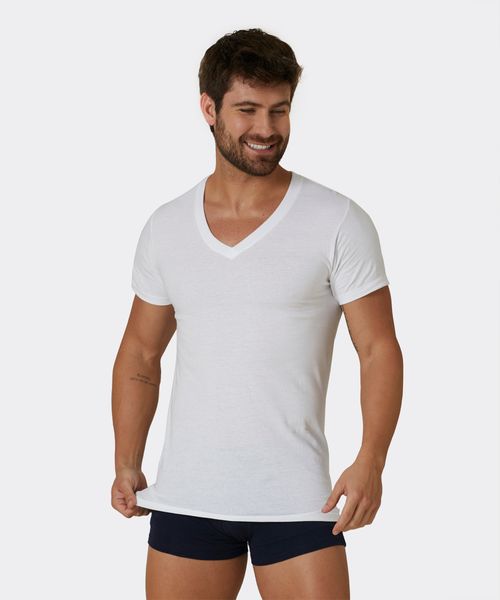 Camiseta Cuello V Básica de  Caballero