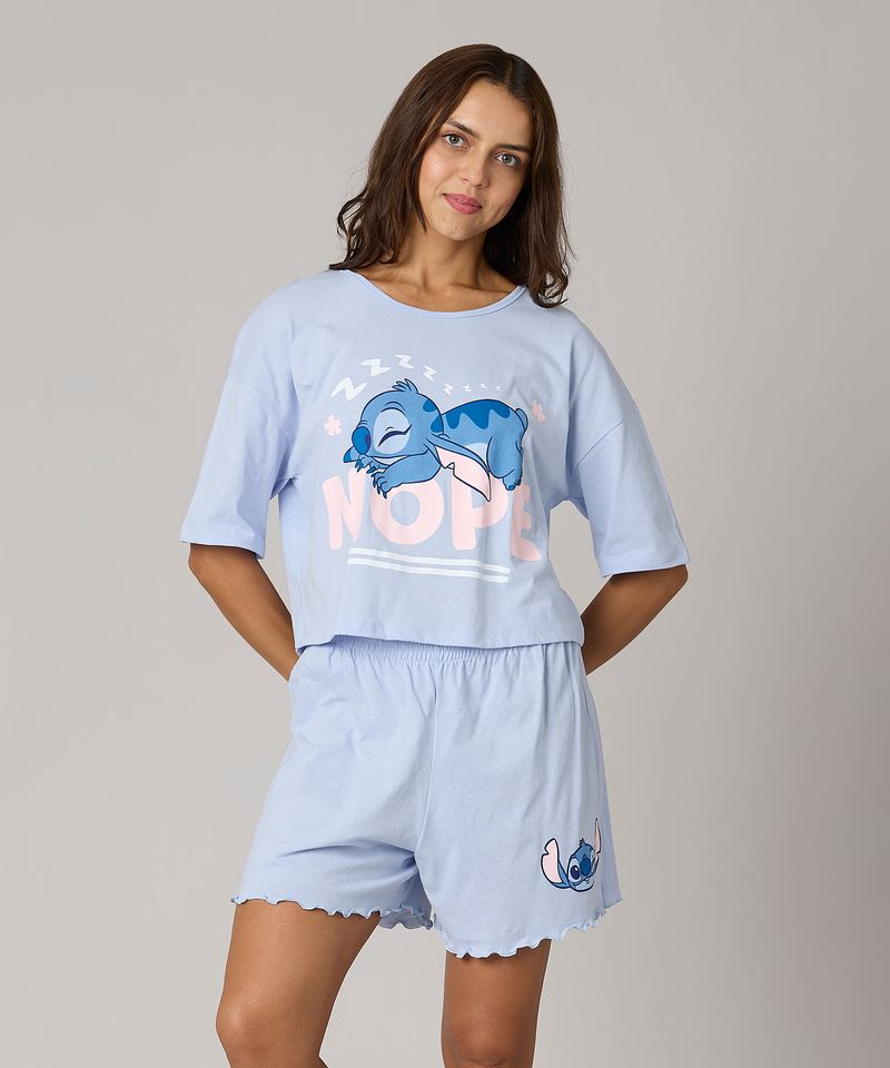 Set Pijama Short y Playera Stitch de Dama