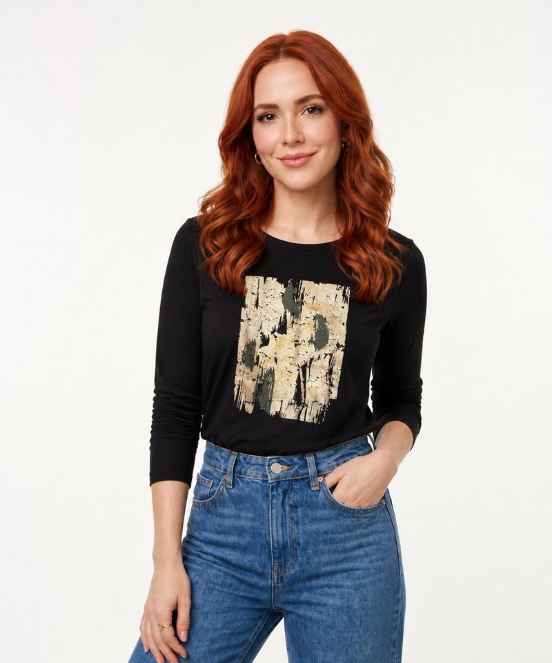 Playera Manga Larga  de  Dama