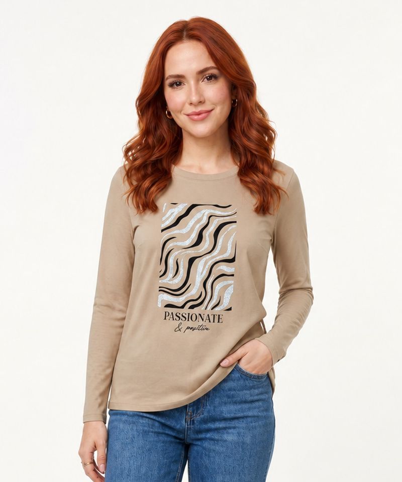 Playera Manga Larga  de  Dama