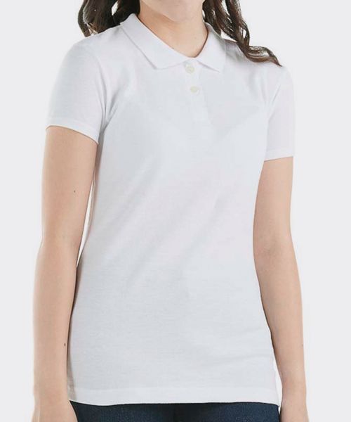 Playera Polo Manga Corta Piqué de Niña Infantil Blanco | Optima