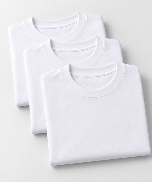 3 Pack Playera Prime de Caballero Blanca 100% Algodón | Optima