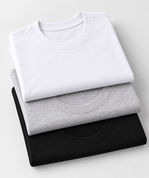 3 Pack Playera Prime de  Caballero Gris , Negro y Blanco