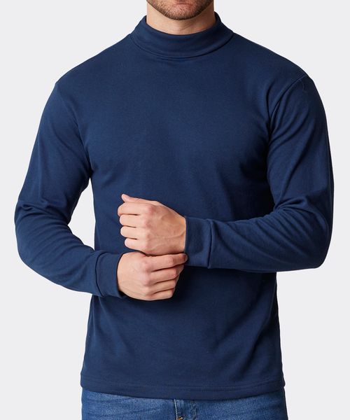 Playera Cuello de Tortuga de Caballero Azul Marino 100% Algodón | Optima