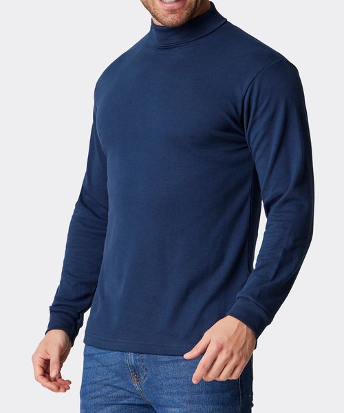 Playera Cuello de Tortuga de Caballero Azul Marino 100% Algodón | Optima