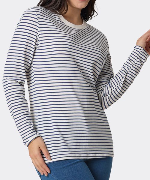 Playera Manga Larga  de  Dama Cuello Redondo